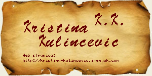 Kristina Kulinčević vizit kartica